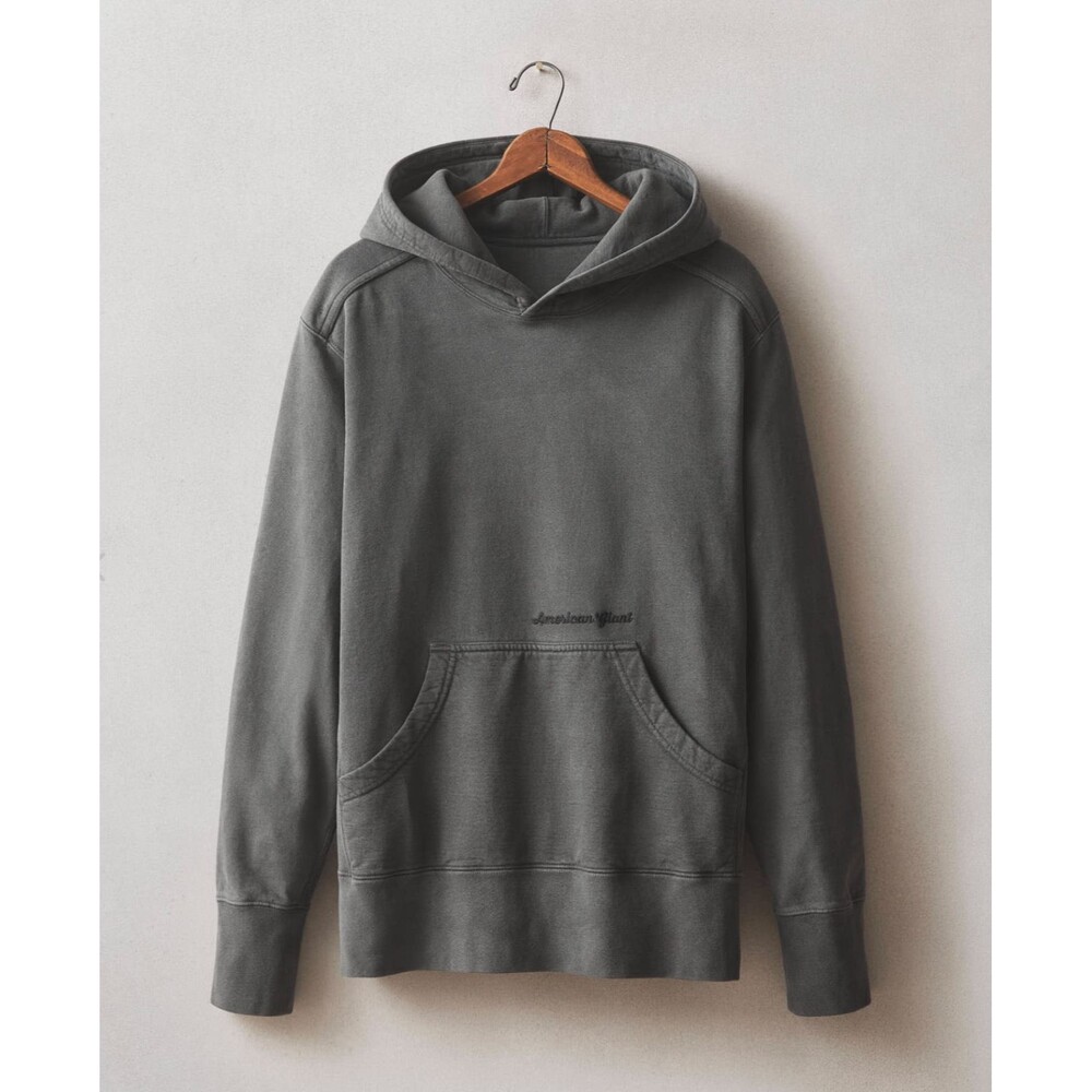 American Giant Pullover Hoodie Mens M Charcoal Gray Vintage Wash Logo USA NWT